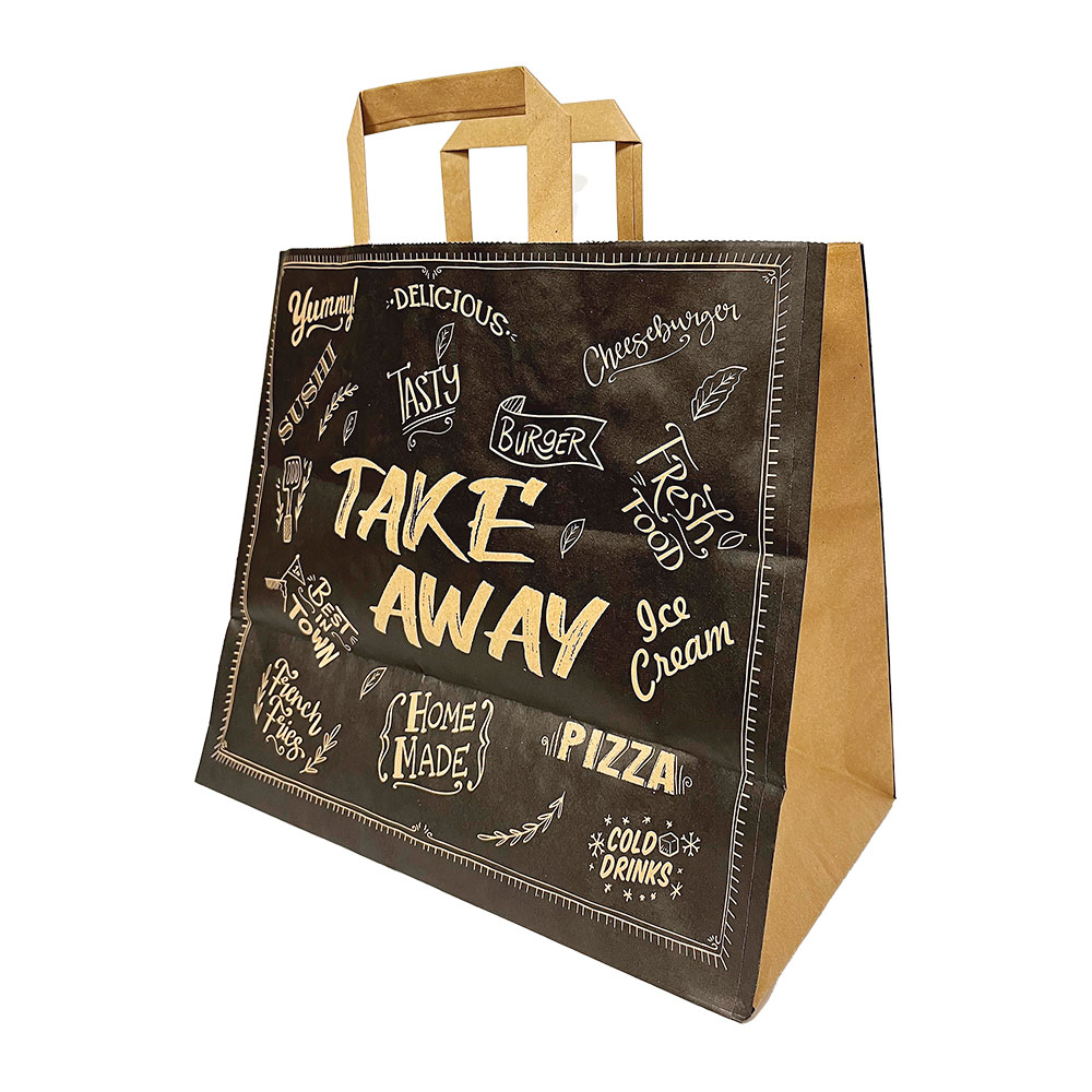 Sacs en Papier Kraft pour Take Away 32+17×28 | Boîte de 300 unités