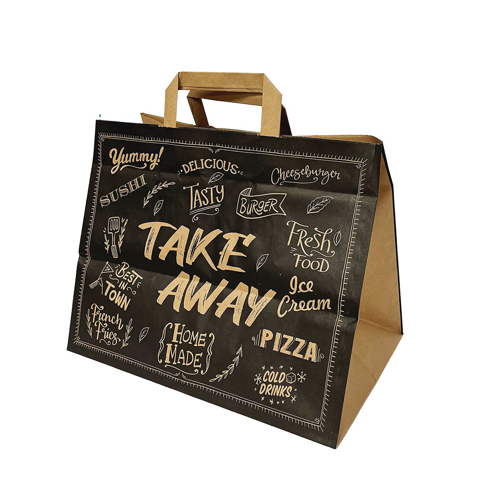 Sacs en Papier Kraft pour Take Away 32+22×25 | Boîte de 300 unités